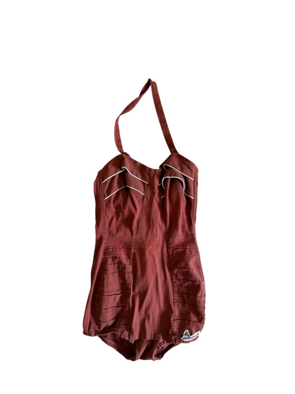Vintage 1940s 1950s Catalina Rust Brown One-Piece Swimsuit